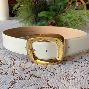 Ann Klein Vintage Bone White Leather Belt Size M